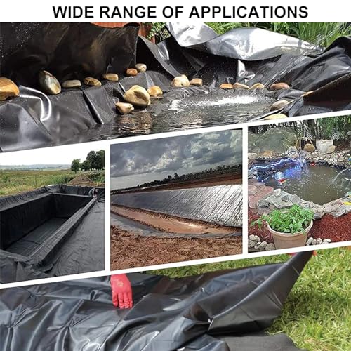 WMYYLX Teichfolie, Hochwertige HDPE Teichfolie, 0.2mm Teichfolien Zuschnitt Schwarz, Schwere UV- und witterungsbeständig für Fischteiche, Brunnen, Wassergarten (4X5m)