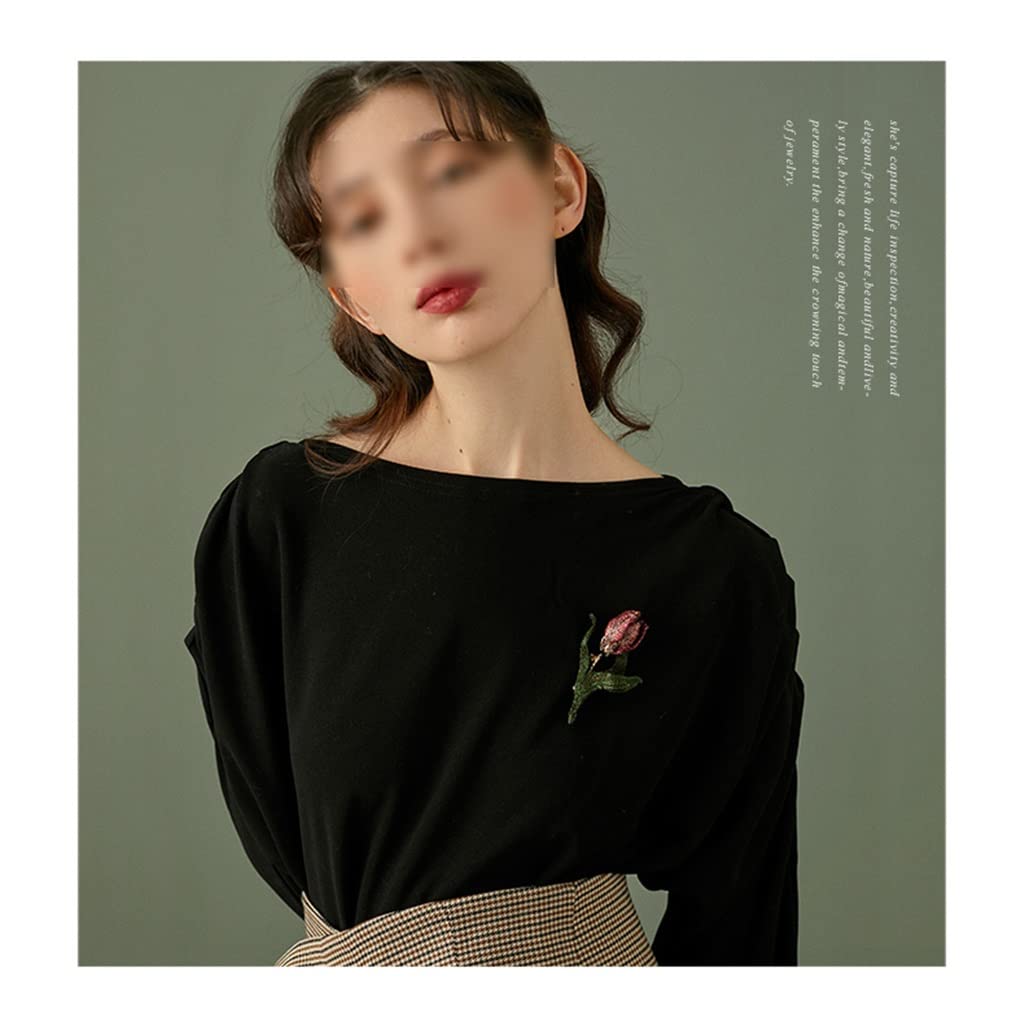 Florale, Elegante, handbestickte Tulpenbrosche, Damenmantel-Accessoires, Corsage