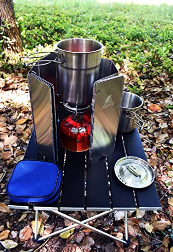 Dzrzvd Folding Outdoor Stove Windscreen With Carrying Bag, 12 Plates Aluminum Camping Stove Windshield, Lightweight Butane Burner Windshield #TOP1