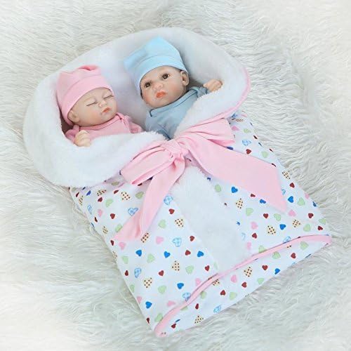 Funny House 10inch26cm Real Life Like Full Silicone Body Reborn Baby Doll Twins Realistic Newborn Dolls Girl and Boy for Baby Anatomically Correct Birthday or Xmas