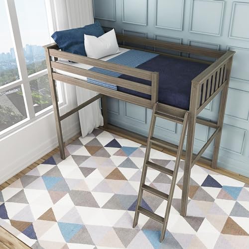 Image of Max & Lily High Loft Bed, Twin Bed Frame for Kids, Clay