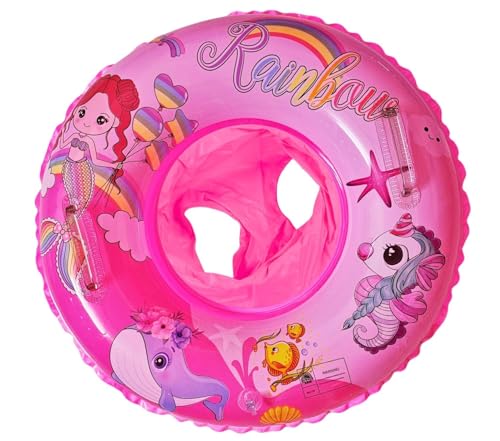 Image of Inflatable Kiddie Float | Water Baby Floater for Kids| Safe Anti-flip Diaper Style Swim Tube Rider| Swim Pool Tube for Toddlers|Multicolor Cute Swimming Pool Safety Seat (ROUND FLOAT PINK)