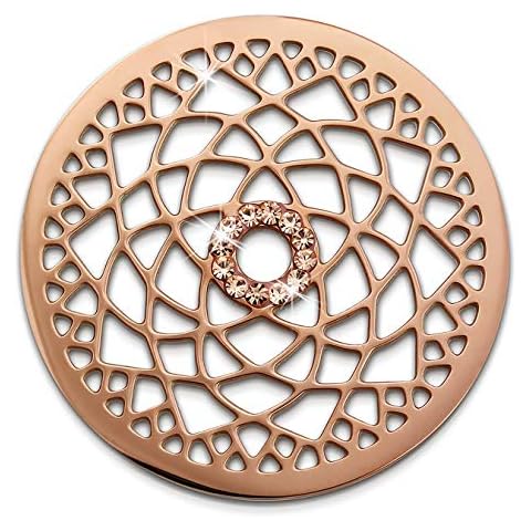 Amello Lotusblume Coins rose 30 mm Damen Zirkonia Edelstahl vergoldet ESC532EW Gold Coin Cover