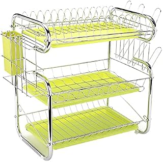 Dhouse Dish Drainer Rack with Drip Tray Stainless Steel Dish Drying Rack with Drainboard Chopsticks for Storage and Storage of Kitchen Counter Utensils
