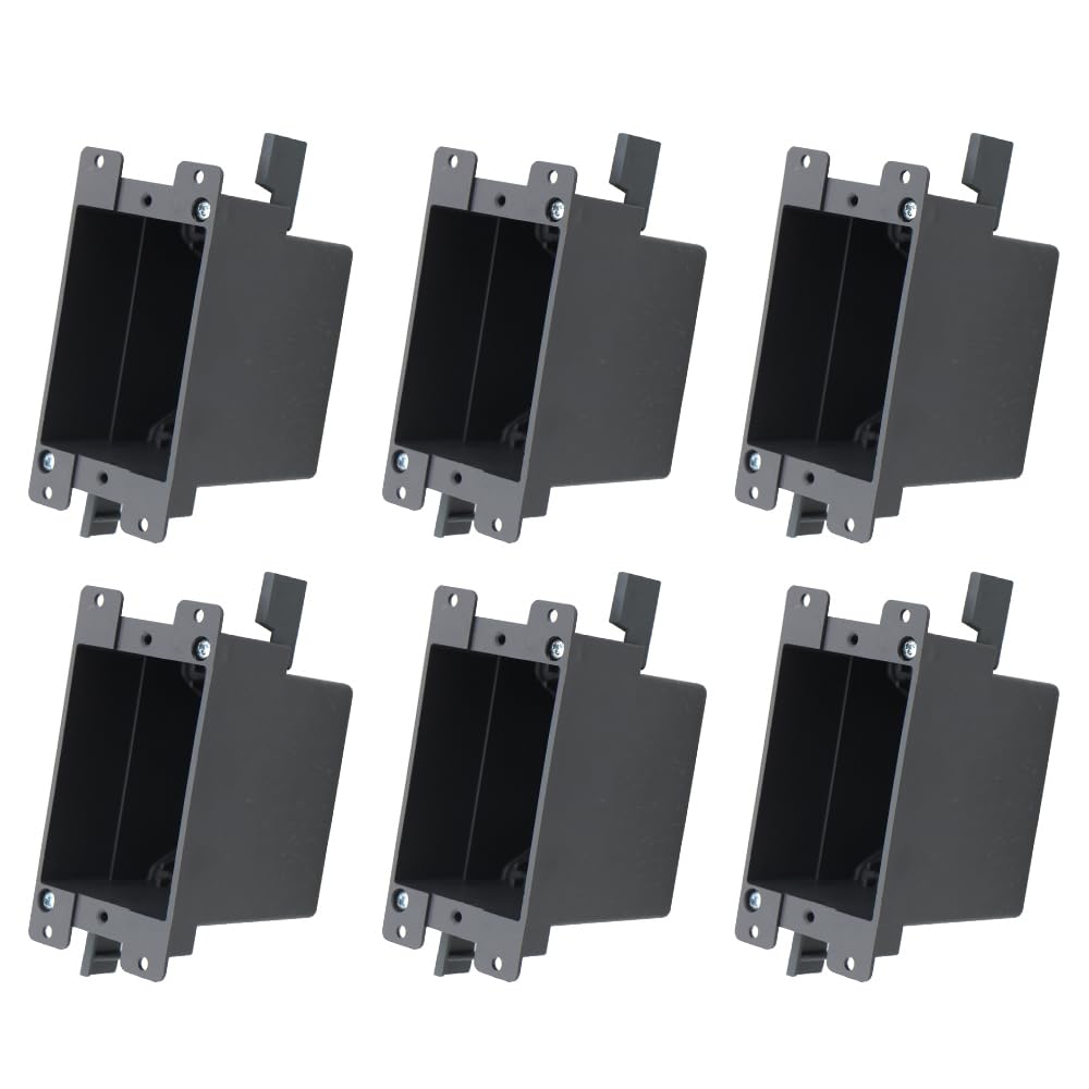 Old Work 1-Gang Outlet Box, Plastic Junction Box for Switches,14cu Inch, Fire Rated for 2 Hours and ETL Tested, for Home Improvement (6 pcs)