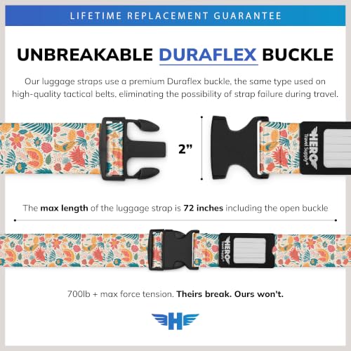 Image of Hero Luggage Straps for Suitcases (2-Pack) Heavy-Duty Adjustable Luggage Belt with Duraflex Buckle & Built-in Luggage Tag - Checked Bag & Carry-on Travel Essentials