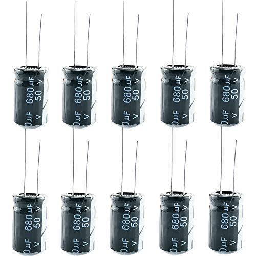 JIADONG 680uF 50V Capacitor, 13X21 mm 50V Capacitor Kit Industrial Electrical Capacitors (Pack of 10)