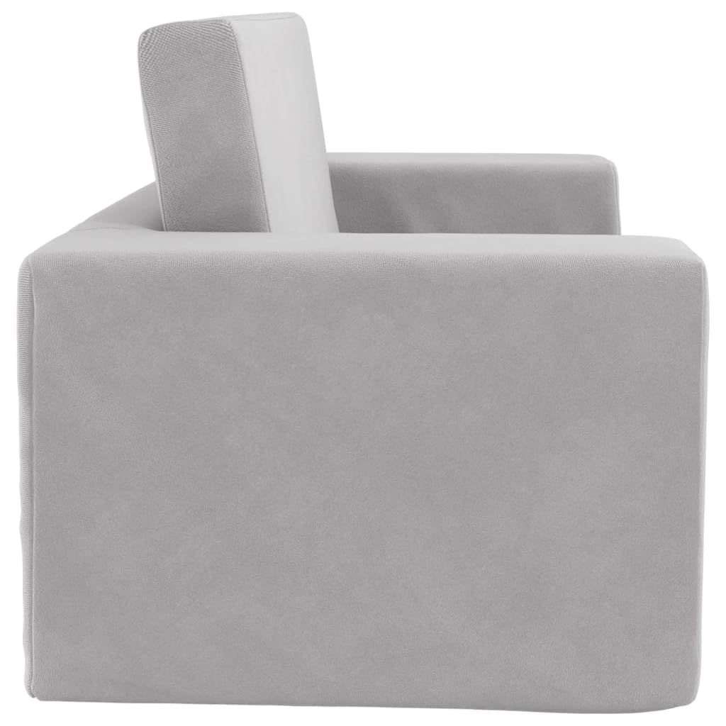 vidaXL Sofá Cama de niños 2 plazas Felpa Suave Gris Claro