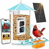 Bird Feeder with Camera - All-Metal Chewproof Smart Camera Bird Feeder Solar Powered, 2K Live Stream for Outdoor，AI Identify Auto Capture Videos, Weatherproof Heavy Duty, Gifts for Mom Dad