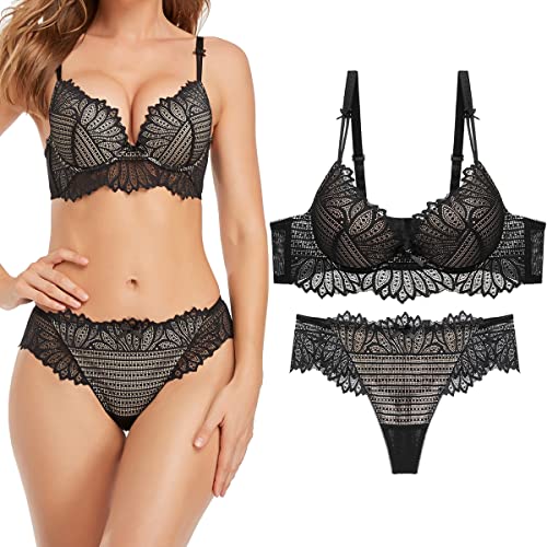 Image of Women's Sexy Bra Set -Ladies lace Underwire Push-up Bra&Everyday Bras