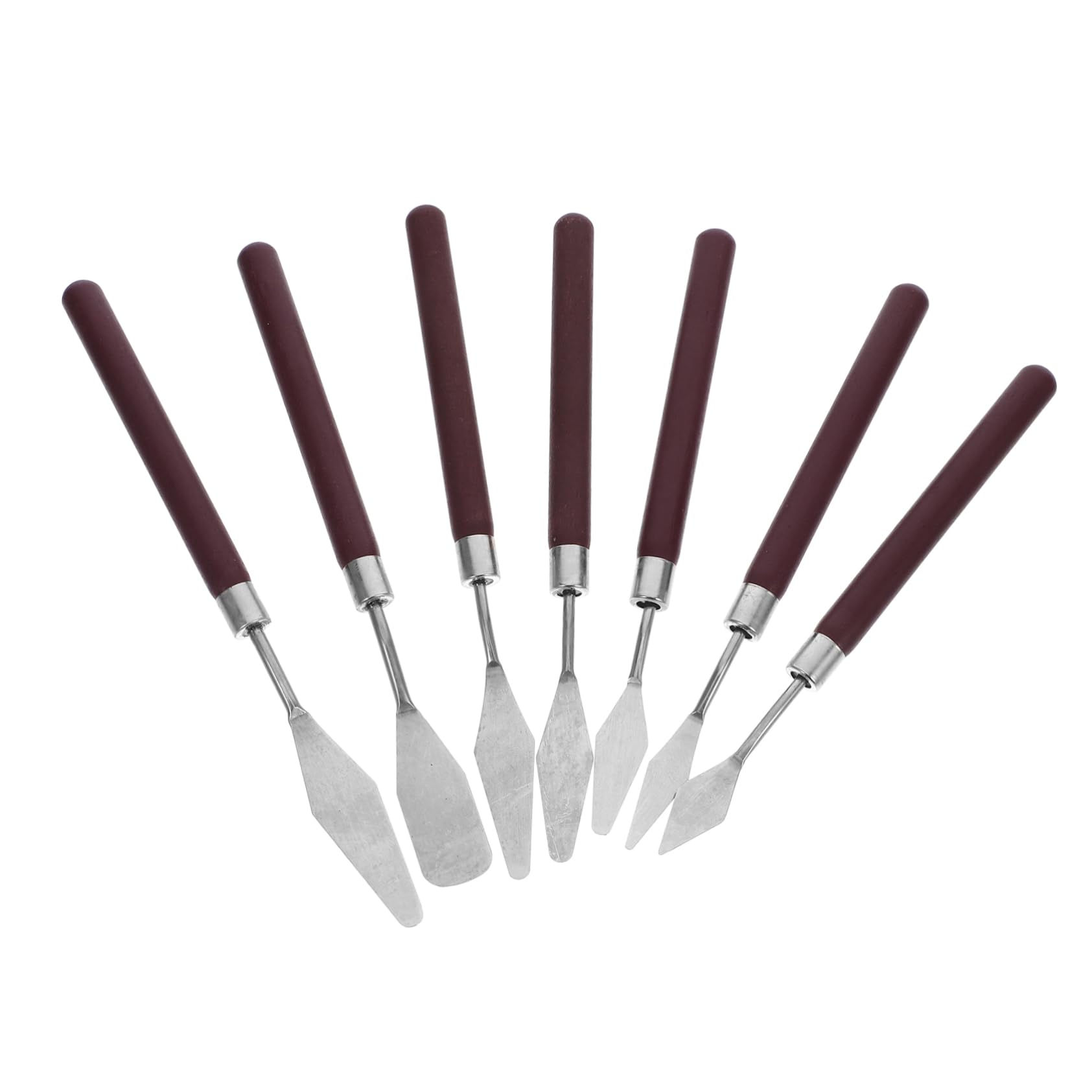 Gogogmee Professional Art Supplies 7pc Stainless Steel Palette Knife Set with Wooden Handle for Oil Painting and Watercolor