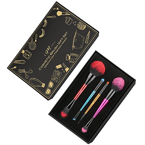 Makeup Brushes Set, IFM TOOLS Four Double Ended Cosmetic Brush Kit with Case, Eyeshadow Foundation Powder Liquid Cream Blending Brush Sets