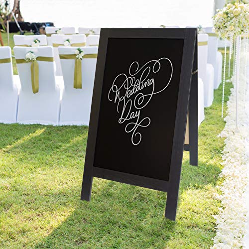 Large Sturdy Handcrafted 40" X 20" Wooden A-Frame Chalkboard Display / 4 Liquid Chalk Markers & Stencil Set/Sidewalk Chalkboard Sign Sandwich Board/Chalk Board Standing Sign (Black) #TOP4