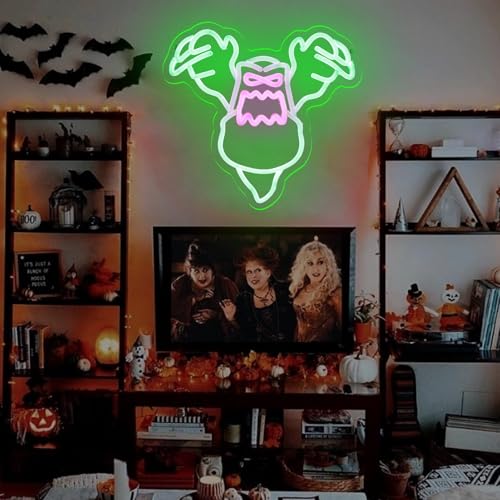 Image of Ghost Neon and Horror Busters Neon Slimer Sign for Wall Decor, Dimmable for Wall Decor Green Glut of A Ghosty Neon light for Bedroom,Kids Room,Man Cave for Birthday Gifts 14 * 12 IN