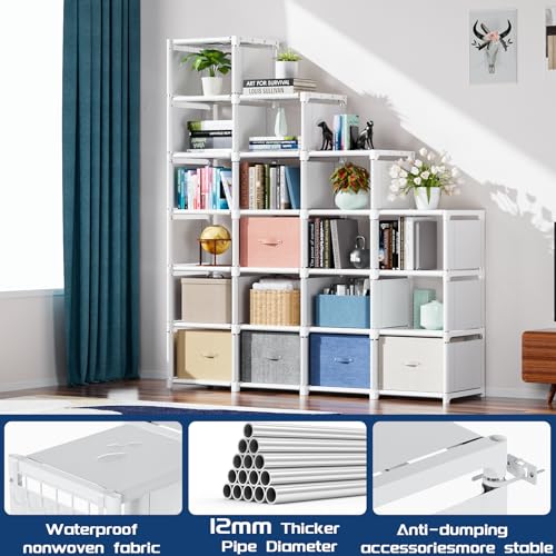 Mavivegue-Book-Shelf-20-Cube-Storage-Organizer-DIY-Bookcase-Metal-Cube-Bookshelf-Tall-Book-case-for-Bedroom-Living-Room-Office-Closet-Storage-Organizer-Black-Cubicle-Storage-Rack-White