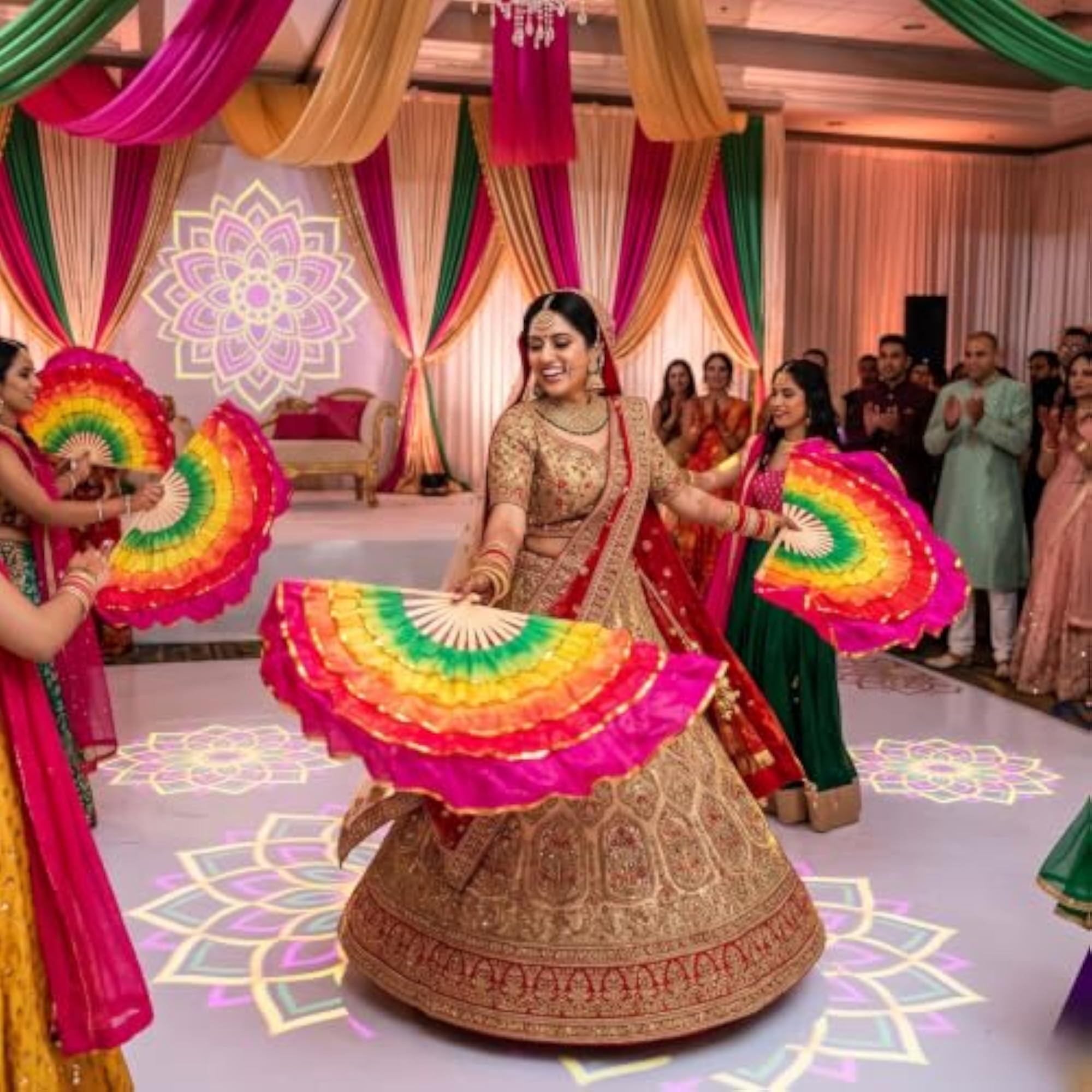 Premium 5 Layer Dancing Fan with Silk Veil, Performance Gift