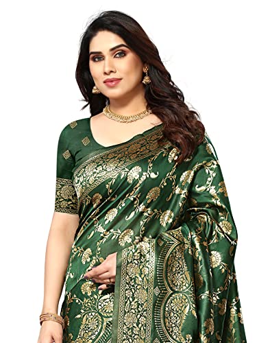 Image of StyleScope Women's Kanjivaram Banarasi Jacquard Silk Saree With Unstitched Blouse Piece (Silk Hanumann)