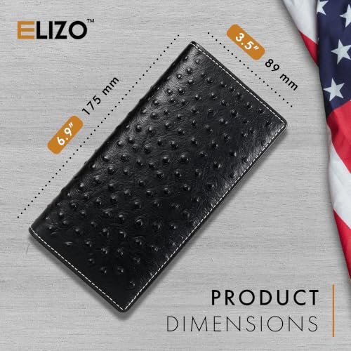 Image of ELIZO Genuine Leather Long Wallet for Men - Western Bifold Wallet - Ostrich