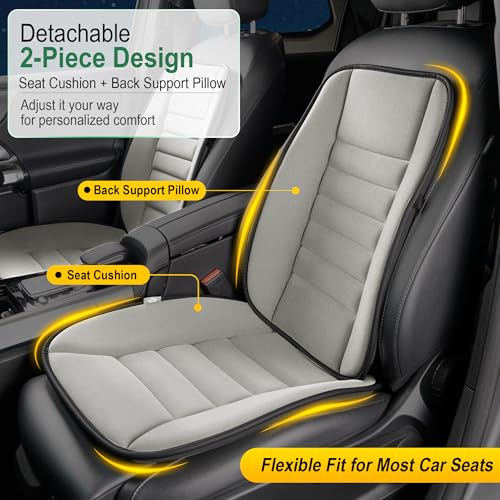 Image of kingphenix 5-Piece Car Seat Cushion Set with Back Support | Full Back Support Pillow and Seat Cushion for Long Driving, Road Trips, Truck, Van, SUV, Gray