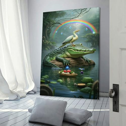 Tableau crocodile vert 30x45 cm MEFESE impression sur toile pour deco murale - 3