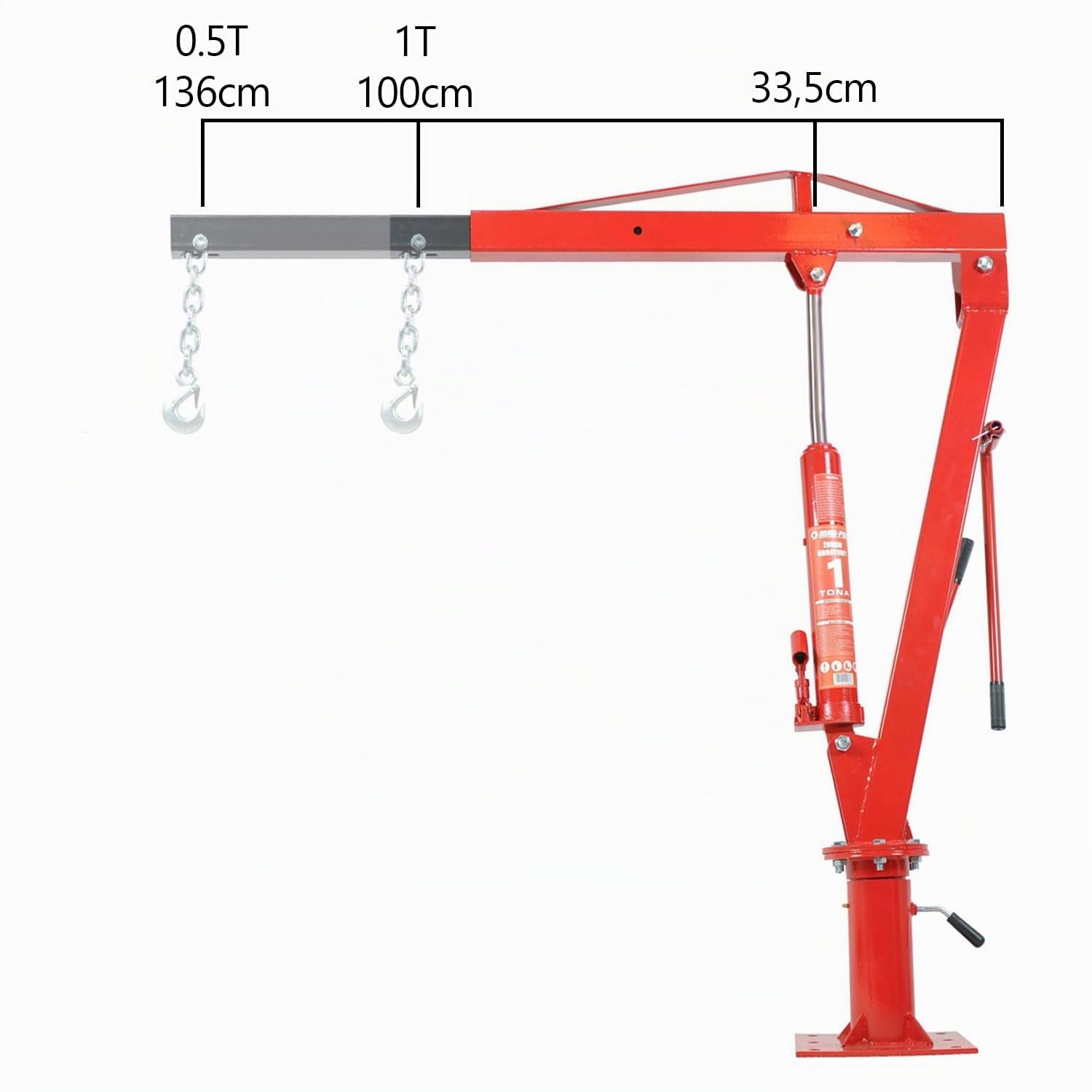 IMJ-Global Gru Gruetta Hydraulique 1T | Pivotante à 360° | Pliable | Levage de Moteur pour Atelier de Camion