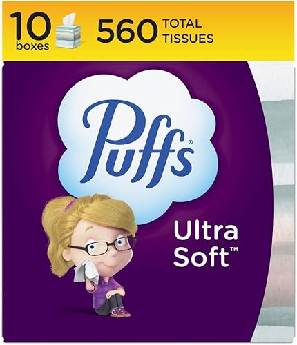 Puffs Tejidos ultra suaves sin loción, 10 cubos, 56 pañuelos por caja
