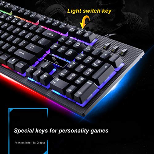Kongqiabona-UK G20 USB Wired Mechanical Keyboard Gaming Keyboard Waterproof Suspended with led RGB Colorful Backlight For PC Computer Gamer
