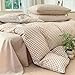 LifeTB Queen Comforter Set Tan Gingham Comforter Modern Style Beige Plaid Comforter Set 3 Pieces Fluffy Grid Checkered Comforter with 2 Pillowcases Boho Gingham Bedding Set Queen Size