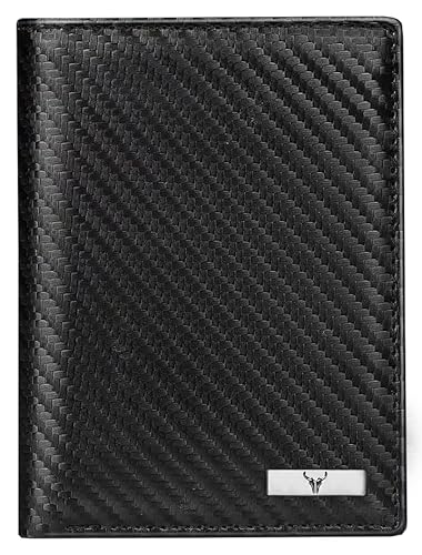 Image of NAPA HIDE Carbon Fiber Leather Wallets for Men (Black & Tan1)