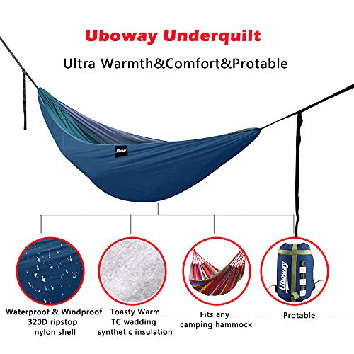 UBOWAY Hammock Underquilt - Packable Full Length Under Blanket, Camping Quilt(Navy)
