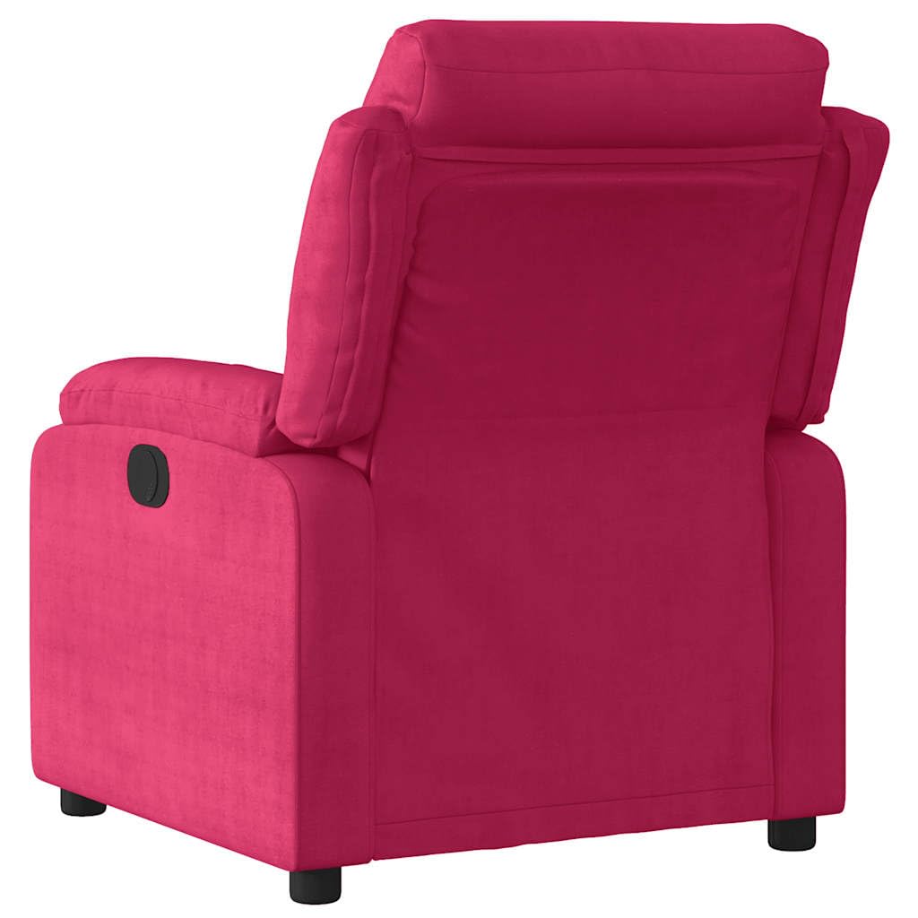 Fauteuil de relaxation en velours rouge vin avec fonction de couchage manuelle, cadre en bois et métal, 75 x 92,5 x 100 cm, confortable pour salon et jardin