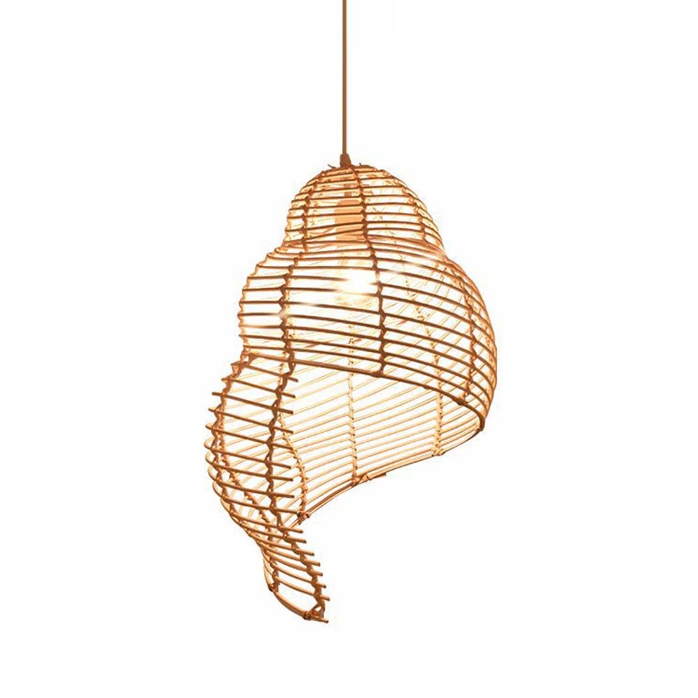 LYMSXAZOU Spiral Woven Chandelier Rattan Wicker Pendant Light, Bohemian Industrial Bamboo Lighting, Ceiling Light For Kitchen Dining Room Foyer Bedroom Coffee Shop