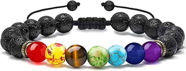 Widamin Chakra Bracelets, 8mm Beads Natural Lava Stone Bracelet Anxiety Bracelet, Yoga Beads Bracelet Crystal Bracelet for Women and Men