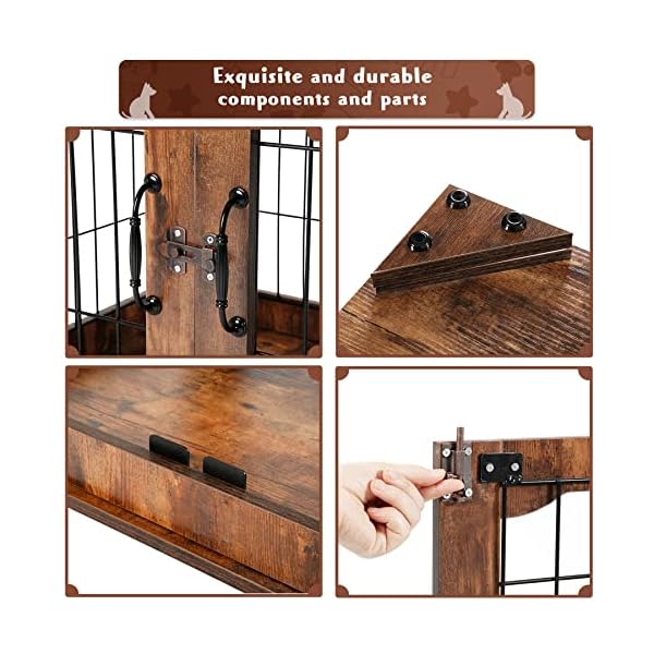 Calmbee-Dog-Crate-Furniture-Double-Doors-Wooden-Dog-Crate-End-Table-Decorative-Indoor-Dog-Kennel-with-Cushion-Bed-for-SmallMedium-Dog Decorative Indoor Dog Kennel with Cushion Bed