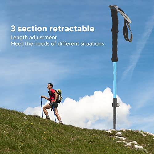 Pólo De Caminhada De Fibra De Carbono De 3 Seções Leve E Resistente Ao Desgaste Com Design Ergonômic