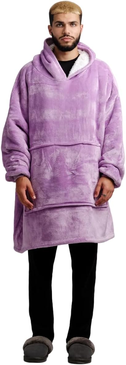 Adult Oversized Hug & Snug Blanket Hoodie Sherpa Fleece Lined Soft Wearable Blankets UK Stock