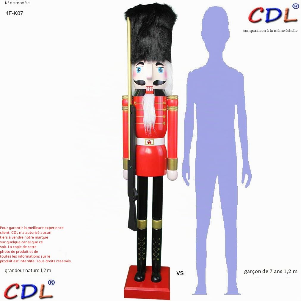 Figurine géante de casse-noisette En bois 4 feet Soldier Red K07