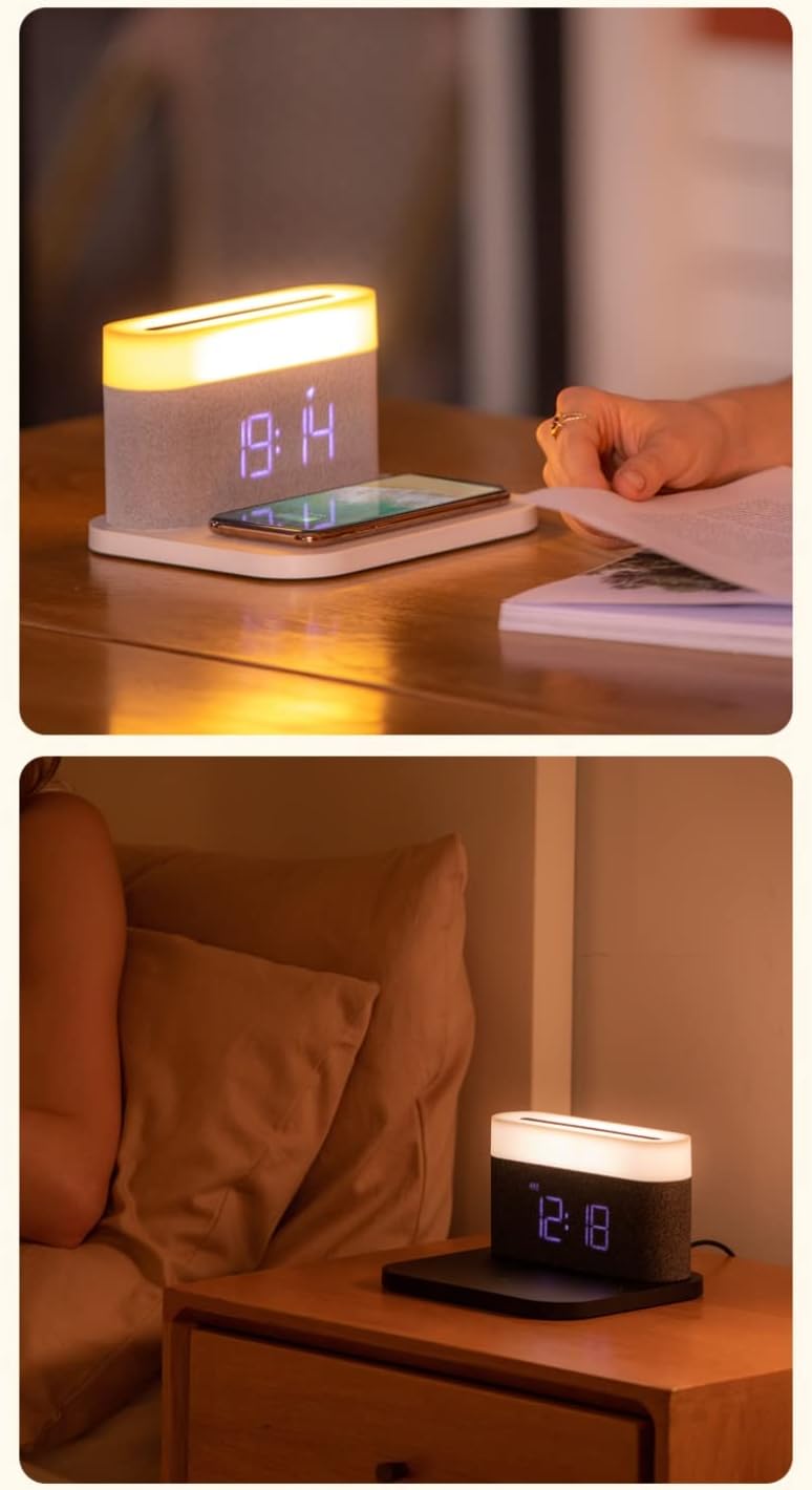 dloett charger desktop clock night light table lamp multi function mobile phone watch headset fast charging color e