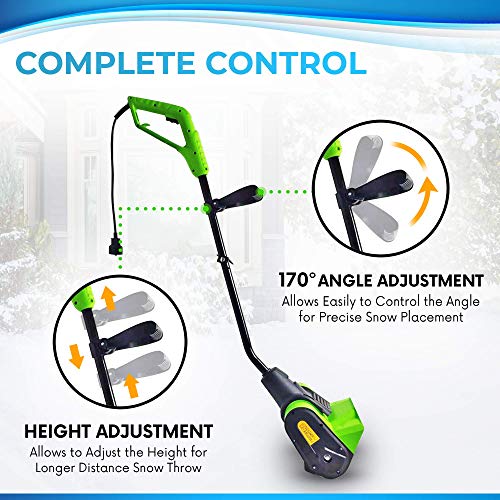 Project One Electric Snow Thrower Wire Corded 9 Amp 120 Volt, Snow Shovel 13\" Width, 450 LBS/Minute