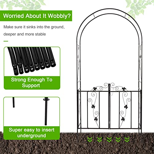 Kintness Garden Arch Arbor With Gate Trellis Arbour Archway For Climbing Plants Outdoor Garden Lawn Backyard … #TOP3