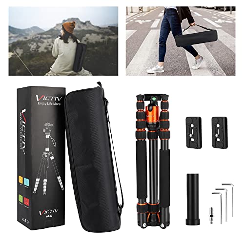 Victiv 80" Camera Tripod, Dslr Tripod For Travel, Aluminum Heavy Duty Tripod Stand With 360° Ball Head, Camera Tripods & Monopods With Carry Bag, Professional Tripod For Canon Sony Cameras-At40 Orange #TOP7