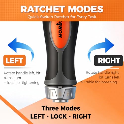 Image of HORUSDY 6-in-1 Ratcheting Screwdriver Set, Magnetic Multi-Bit Screwdriver with Built-in Premium S2 Bits & 126mm Extension Bar, Dad Mens Gifts for Christmas, All-in-One Tool for Home Repair, DIY