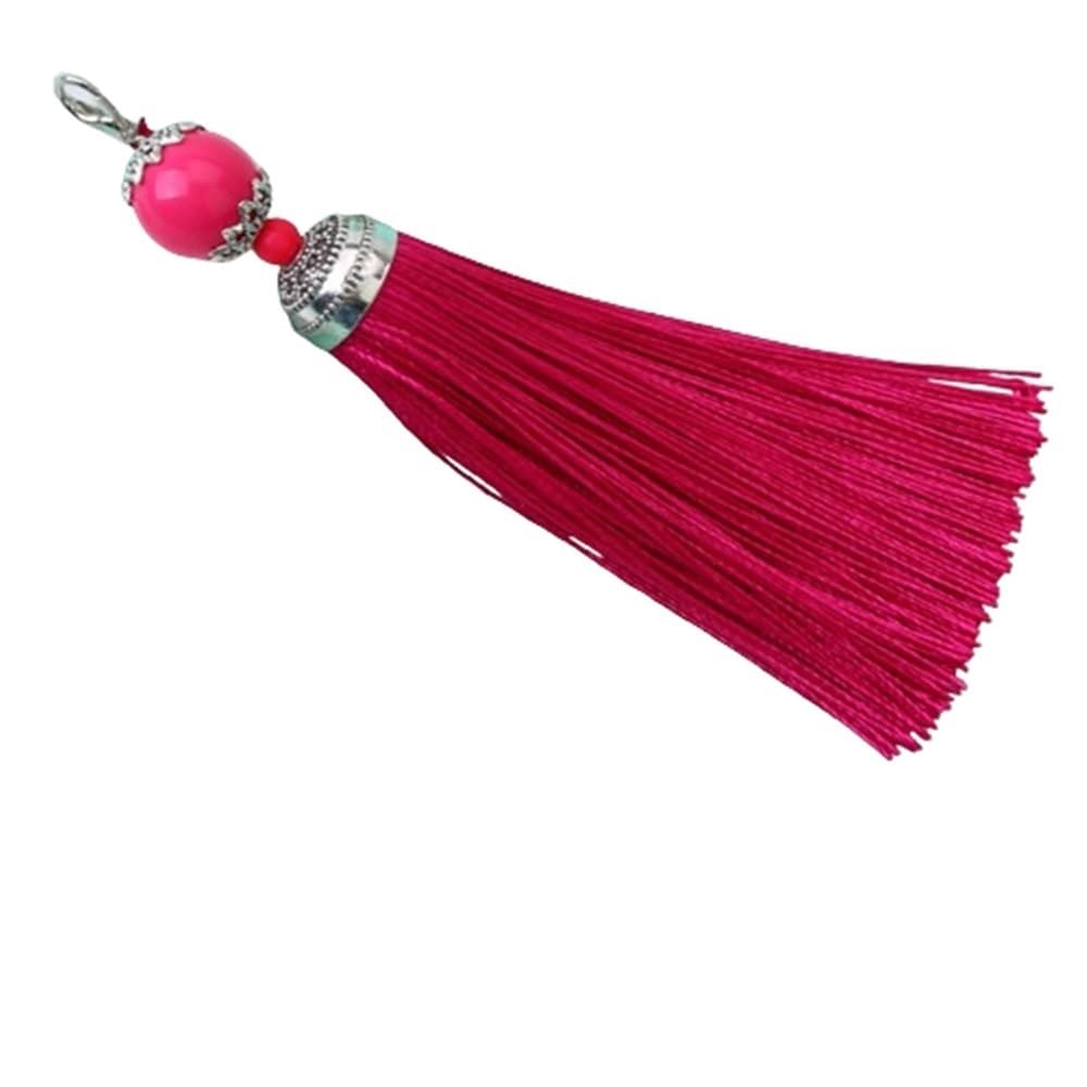 Versatile Tassel Keychain Beads Charms Silk Tassel, 8cm Silky Lobster Clasp, Pendant for DIY Crafts Jewelry Making Accessories 1pc(Rose)