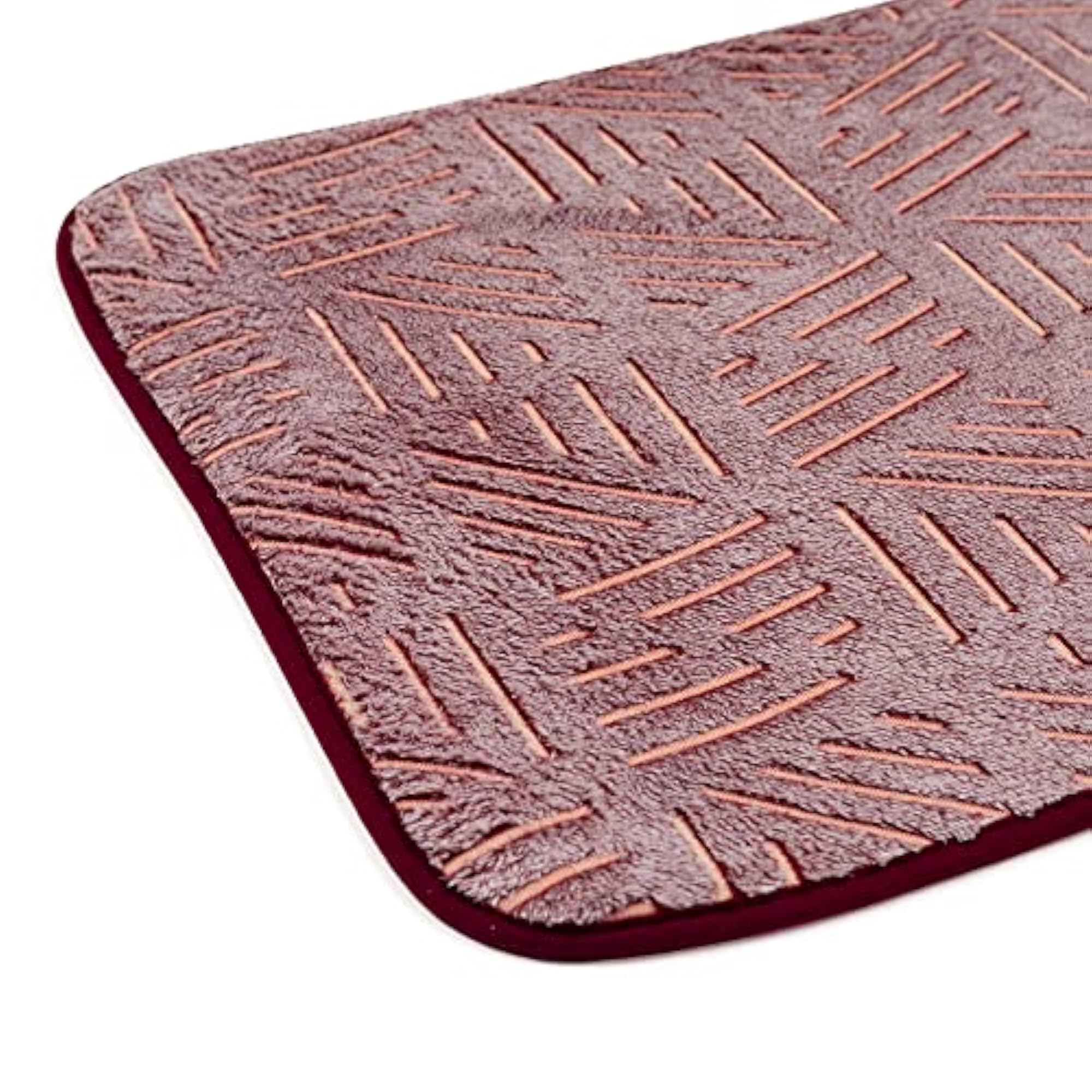 Luminous Peach Triangles Glow in Dark Bath Mat, Anti Slip
