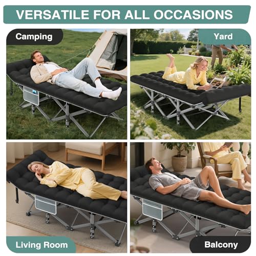 ZENPETIO Camping Cot for Adults, Heavy-Duty Portable Cot Bed with Mattress, Foldable Padded Sleeping Cots for Camping Travel Tent Day Bed Outdoor & Home Guest, Max Load 500 LBS, 75x28x15” by ZENPETIO - Image 6