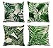 LucaSng zielona poszewka na poduszkę poszewka na poduszkę salon sofa zielony liść poszewki na poduszki kanapa samochód salon poduszka kawiarnia zestaw 4 45 x 45 cm