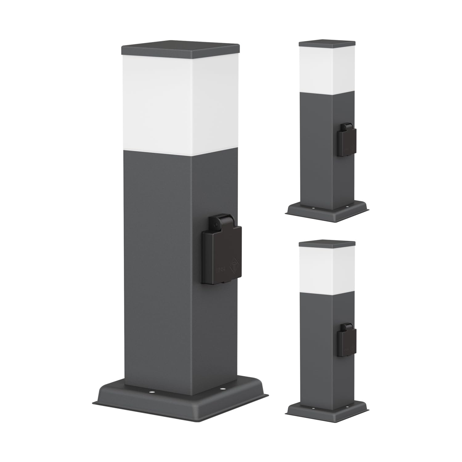 ledscom.de 3 lampade da vialetto/lampioni da marciapiede POLLY per esterni, IP44, 35 cm, antracite, 1 attacco G9 max. 10 W, presa di corrente