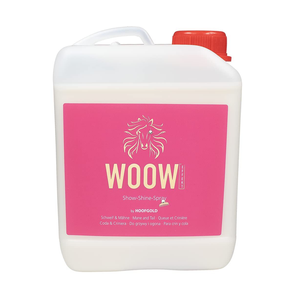 WOOW 2500 ML, Spray Brillance et demelant pour Chevaux, Grand Format Ecurie, demelage Rapide, Film Protecteur Anti poussiere, Finition Soyeuse Longue duree, ADMR Conforme