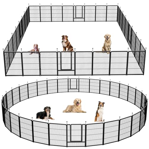 Image of Dog Playpen,Portable Outdoor Dog Fence, Playpen for Large /Medium /Small Dogs, Dog Fences for The Yard,with Doors Foldable Metal Dog playpen (32 Panels, 45 inch)
