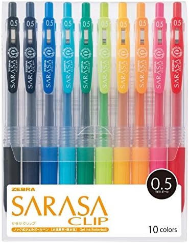 Zebra Długopis żelowy Sarasa klips 0,5 10 kolorów JJ15-10CA